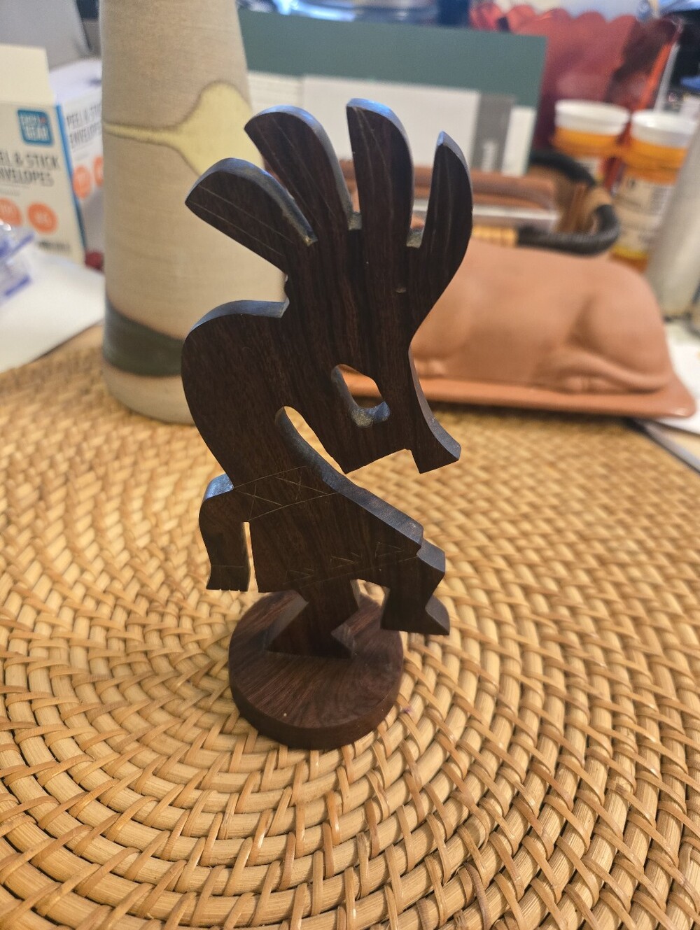 Hand-Carved Wood Kokopelli Figurine 8.5" Southwestern Decor Souvenir